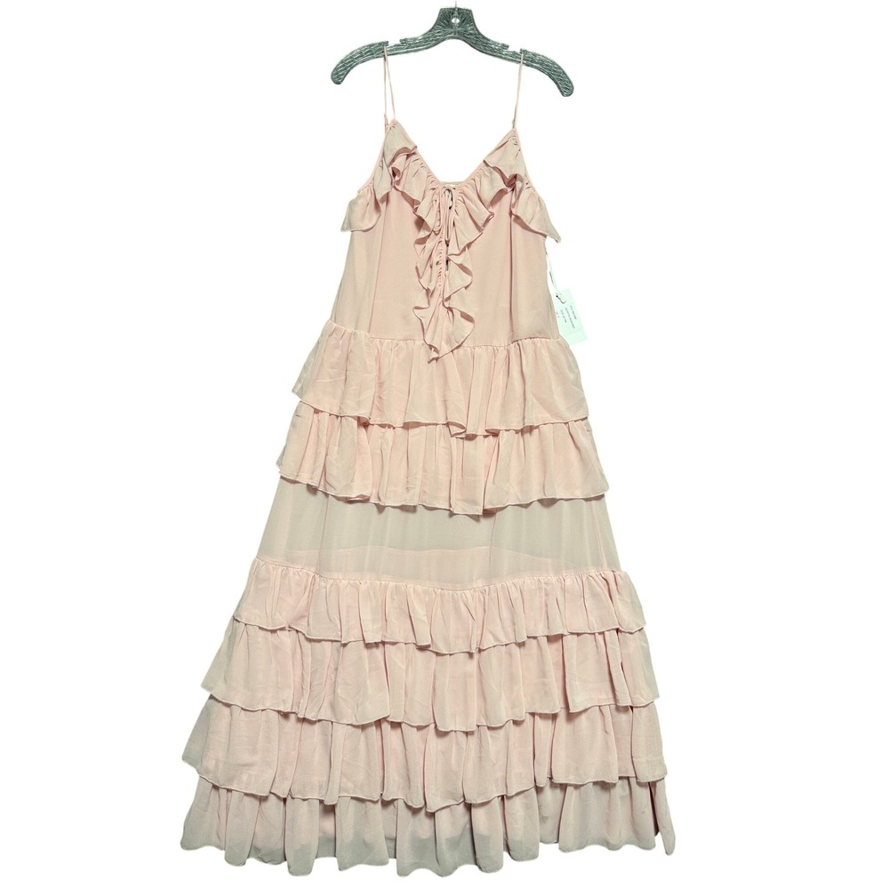 Torn by Ronny Kobo Orcadia Maxi Dress Womens M Pink Ruffle Tiered Cottagecore